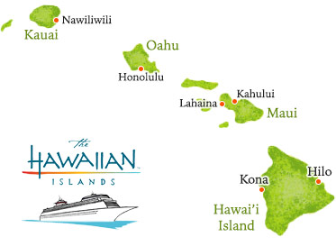 Map of Hawaiian cruise ship harbors
