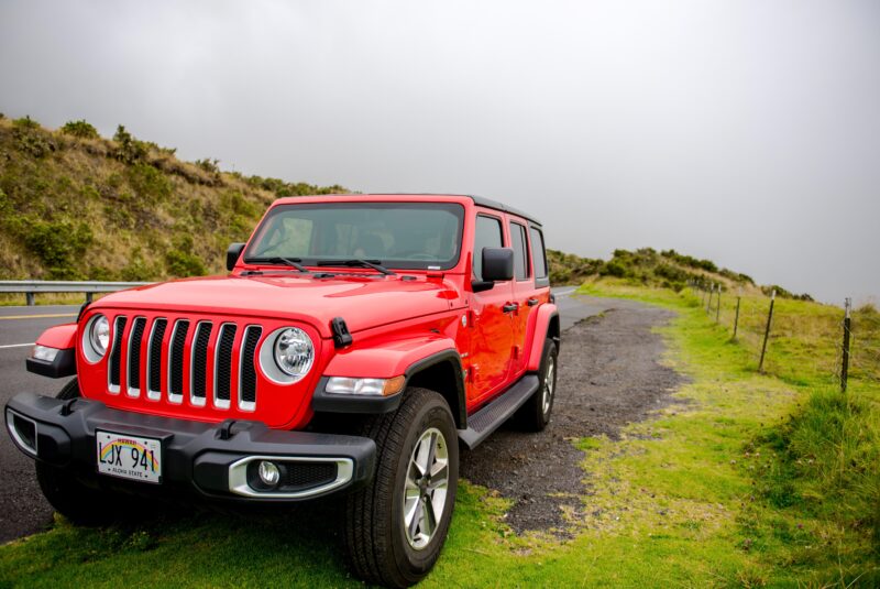 Jeep parked on Maui road