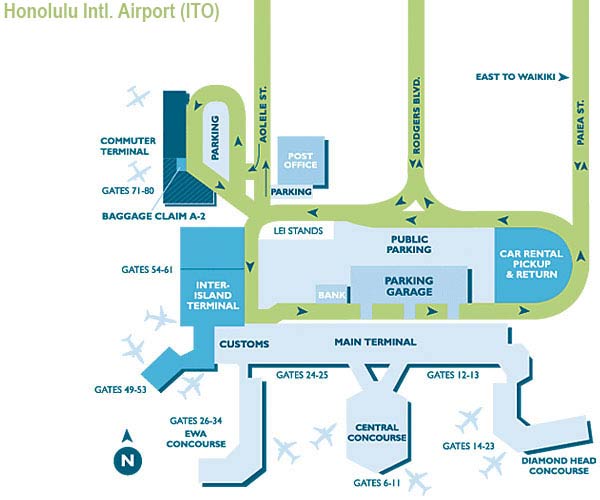 Honolulu airport map (HNL)