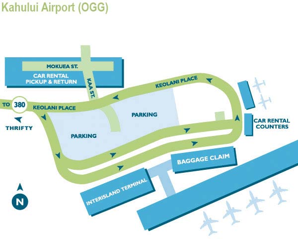 Maui airport map for car rentals